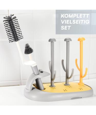 Easy Gleam 28 cm Bottle Brush - Durable High-Quality Cleaning Tool for Bottles Glasses & Jugs - Effortless Dirt Removal - Yellow Drip Frame - Buy Online on GoSupps.com
