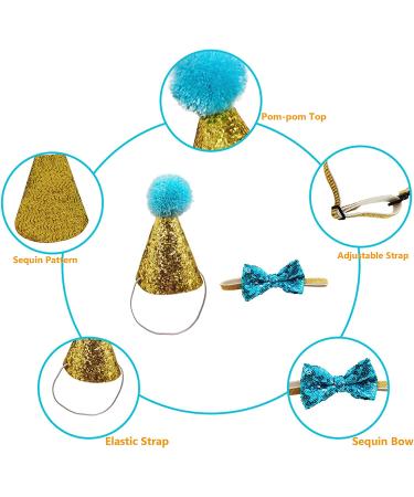 Christmas Pet Party Jazz Hat and Bow Tie Set for Small Dogs and Cats - Light Blue - Buy Online on GoSupps.com