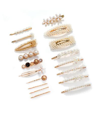 Women Hair Accessories 18PCS Handmade Simulation Pearl Barrettes Clip Set Geometric Flower Bobby hairpin Girls Headwear… - Buy Online on GoSupps.com