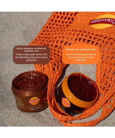 Carroten Gold Shimmer Tanning Gel | Browning Tan Accelerator | Non-Greasy Water-Resistant with Carrot & Coconut Oil | Vitamin A & E For Moisture & Hydration | 5 Fl Oz (Pack of 2) Shimmer 2PK - Buy Online on GoSupps.com