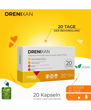 J.Armor Drenixan Diuretic Capsules - 20 Count | Anti-Cellulite Drainer for Legs & Buttocks with Bromelain & Birch | Detoxify & Eliminate Toxins - Buy Online on GoSupps.com