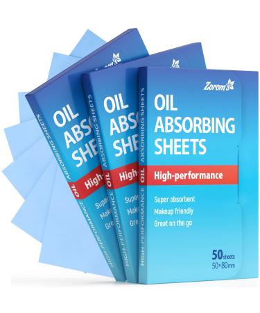 High-Performance Oil Blotting Sheets for Face - 3 pack (150 sheets) - Makeup Friendly Blotting Paper for Oily Skin 50 Count (Pack of 3) High-Performance