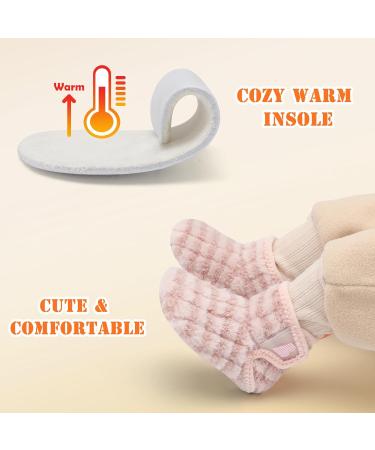 Joinfree Baby Non-Slip Rubber Sole House Shoes for Toddlers - Cozy Home Booties - Stripepink - Buy Online on GoSupps.com