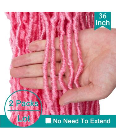 ZRQ 2 Packs 36 Inch Pink Faux Locs Crochet Hair - Soft Wavy Goddess Locs, Pre-looped Curly Afro Roots - Buy Online on GoSupps.com