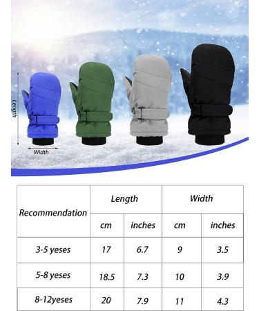 4 Pairs Kids Ski Gloves Waterproof Winter Mittens - Black, Gray, Army Green, Royal Blue - 5-8 Years - Buy Online on GoSupps.com