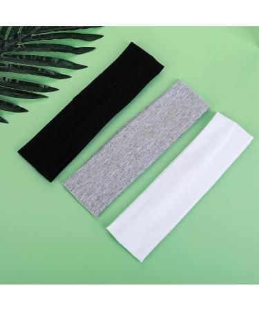 WLLHYF 3 Pcs Non-Slip Yoga Headbands Set for Women - Black White Gray Head Wraps for Workout, Pilates, Running - Soft Cotton Fabric Sweat Hairbands - Buy Online on GoSupps.com