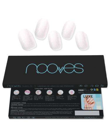 NOOVES NOOVES - Pearl White Nail Gel Sheets | Premium Semi-Cured Stickers & Stickers | Includes File & Orange Stick | Vegan