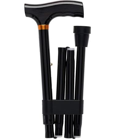 PCP Mobility & Homecare Adjustable Travel Folding Cane Fritz Handle black with Mahogany Handle 3/4-Inch Tip Size - Buy Online on GoSupps.com