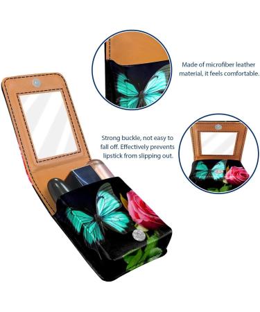 Buy Leather Lipstick Case Organizer with Mirror - Mini Butterfly & Rose Lip Gloss Holder - Perfect Travel Accessory - Buy Online on GoSupps.com