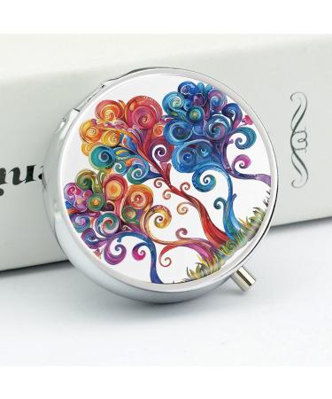 Travel Pill Box - 3 Compartment Portable Organizer with Three Trees Design | Compact Medicine Case for Purse & Pocket - Buy Online on GoSupps.com