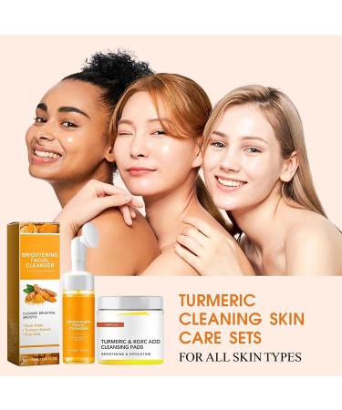 Turmeric Facial Cleanser Set Kojic Acid & Turmeric Face Wash Foaming Cleanser + Turmeric Kojic Acid Cleansing Pads Turmeric and Kojic Acid Cleansing Pads + Foaming Face Wash Acne Dark Spots - Buy Online on GoSupps.com
