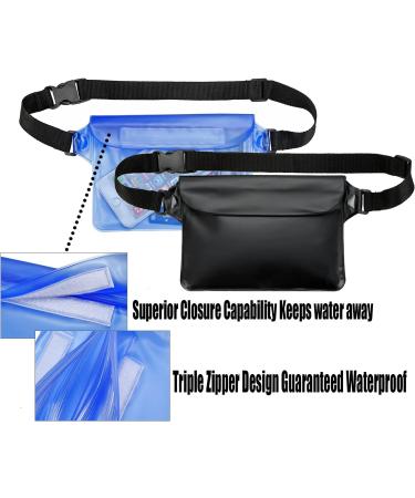 Waterproof Pouch with Waist Strap (2 Pack) - Keep Your Phone and Valuables Safe and Dry | Ideal for Boating, Swimming, Snorkeling, Kayaking | Ocean Blue + Jet Black - Buy Online on GoSupps.com