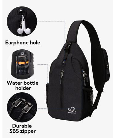 Waterfly Adjustable Sling Rucksack Backpack for Men & Women - Black Shoulder Bag for Hiking & Travel - Buy Online on GoSupps.com