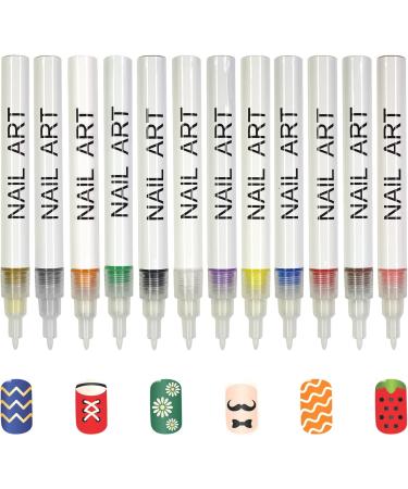 12Pcs Nail Tip Nail Art Pen Nail Dotting Pen Colorful Drawing Painting Liner Pen Nail Art Pen Set for Nail Art Nail Decoration Pen - Buy Online on GoSupps.com