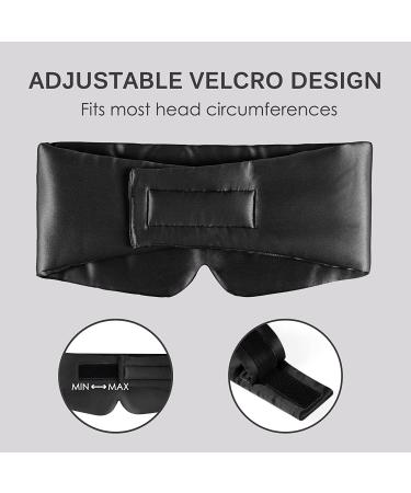 100% Mulberry Silk Sleep Mask - Adjustable Headband, Full Size Large Eye Mask for Total Blackout - Ideal for Men and Women - Perfect for Travel & All Night Sleep - Black - Buy Online on GoSupps.com