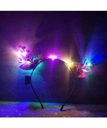 Bufenia LED Antlers Headband Christmas Glowing Hair Hoops Flower Berries Light up Hair Band Hair Accessories Party Costume for Women and Girls Style 1 - Buy Online on GoSupps.com