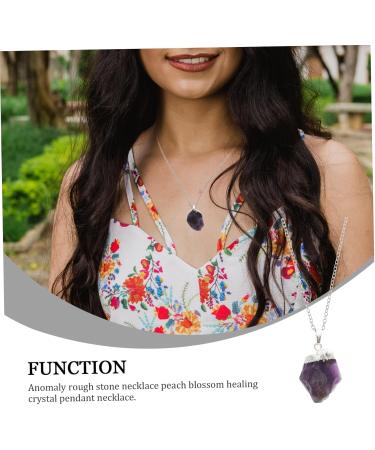 FOMIYES 1pc Rose Quartz Pendant Necklace A Necklace Birthstone Necklaces Crystal Peach Blossom Necklace Gem Purple 3.5X2CM - Buy Online on GoSupps.com