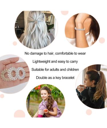 JessLab Spiral Hair Ties 20 Pcs - No Crease Traceless Phone Cord Hair Ties - Silver Mermaid Girl - Ponytail Holders & Headband Accessory for Women & Girls - Buy Online on GoSupps.com