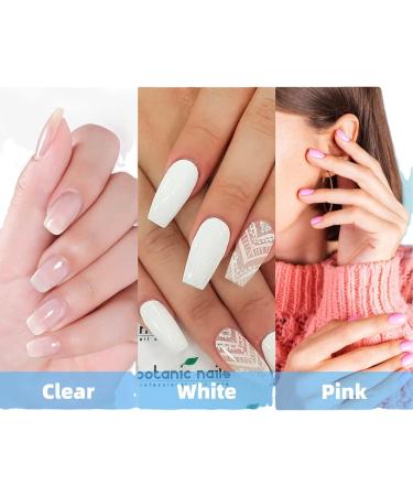 Acrylic Nail Kit with Powder Set - Perfect for Beginners - Nail Extension Carving Set with Nail Brush - Clear, White, Pink Colors - Buy Online on GoSupps.com