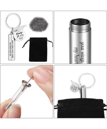 Fanshiontide Cremation Jewelry Urn Keychain for Ashes Cylinder Memorial Angel Wing Keepsake Urn Key Chain Stainless Steel for Human Pet Ashes Silver - Buy Online on GoSupps.com
