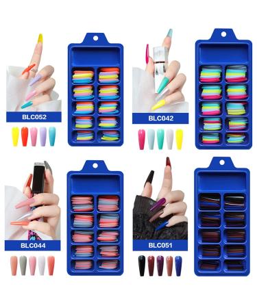 400 pieces of coffin fake nails extra long matt fake nails long artificial nail tips ballerina ABS full coverage nails for women (several colors)