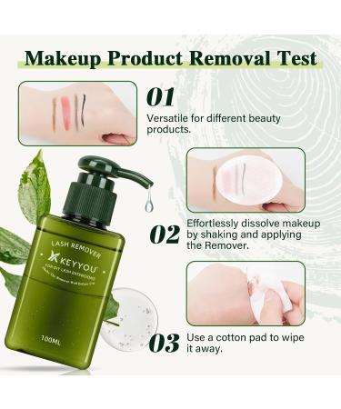 Lash Remover for Lash Clusters - 100ML KEYYOU Adhesive Remover | Gentle Soothing Eye Cleanser for DIY Lash Extensions with Brush & Cotton Pad - Buy Online on GoSupps.com