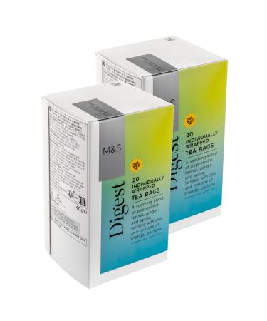 Generic M&S Digest Peppermint Fennel Ginger Apple Zinc Herbal Teabags with Added Live Bacteria Cultures Vegan 40 Bags (2 x 20pk)