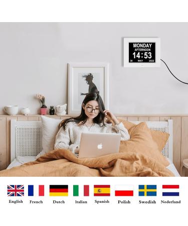 Digital Day Alarm Clock  Calendar Day Clock for Dementia  Alzheimer  Memory Loss  Vision Impaired  Senior  12 Alarms  8 Languages  White - Buy Online on GoSupps.com