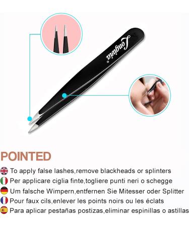 Longivia High-Quality Stainless Steel Eyebrow Tweezers - 4 Piece Set Test Winner for Precision Plucking & Splinter Removal - Buy Online on GoSupps.com