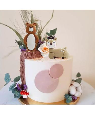 Forest Woodland Animal Cake Toppers Fox Bear Deer Flower Cake Decorations for Oh Baby Woodland Themed Birthday Party (flowers) - Buy Online on GoSupps.com