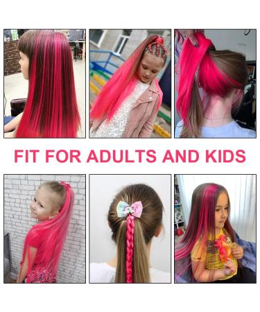22 PCS Rainbow Colored Hair Extensions - Aomig Clip-In Pink Strands for Women & Girls | 22 Inches Straight Party Accessories - Buy Online on GoSupps.com