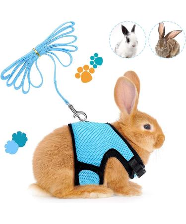 GLAITC Adjustable Rabbit Harness Leash Soft with Lead for Rabbits Guinea Pigs Rope Small Animal Pet Rats Iguana Hamster Ferrets Size L Blue - Buy Online on GoSupps.com