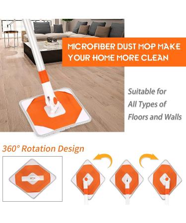 Wall Mop Cleaner with Long Handle | Baseboard Cleaning Tool with Extension Pole | 4 Washable Pads | 54in - Buy Online on GoSupps.com