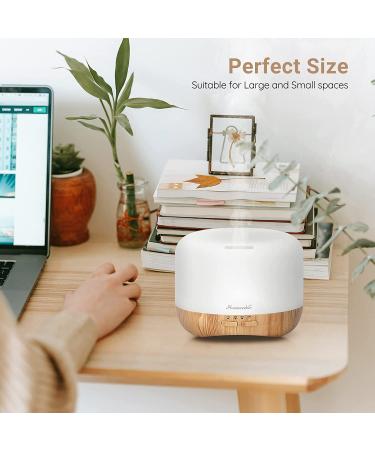 Homeweeks 300ml Essential Oil Diffuser with Remote Control Timer | Wood Grain Ultrasonic Aromatherapy Mist Diffuser | 7 Colors Light for Bedroom - Buy Online on GoSupps.com