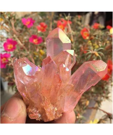 Natural Crystal Rough Beautiful Rose Flame Aura Quartz Crystal Cluster Specimen 60-70G - Buy Online on GoSupps.com