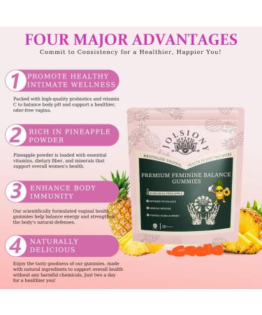 Premium Feminine Balance Gummies - 2 Pack | Women's Daily Wellness Support with Hawaiian Pineapple Flavor | Immune Support-Vegan Gluten-Free Formula 120 Gummies - Buy Online on GoSupps.com