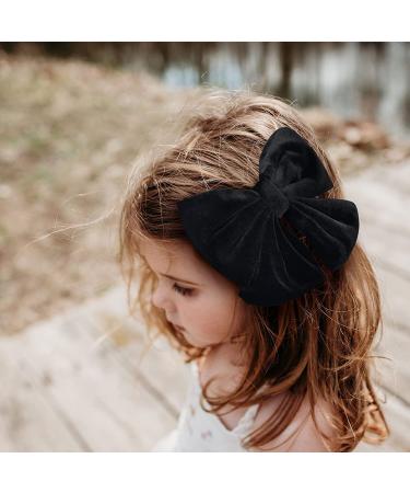 Velvet Hair Bows Set for Girls - 2 Big Black Fall Bow Alligator Clips | Toddler Teens Kids Accessories - Buy Online on GoSupps.com