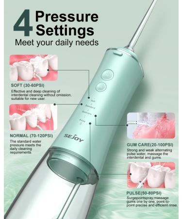 Sejoy Water Flosser for Teeth Cordless Flossers for Adults Kids Water Dental Flosser Pick Braces Flossers Rechargeable Oral Irrigator IPX7 Waterproof Gravity Ball Design Spot Spray Design Green - Buy Online on GoSupps.com