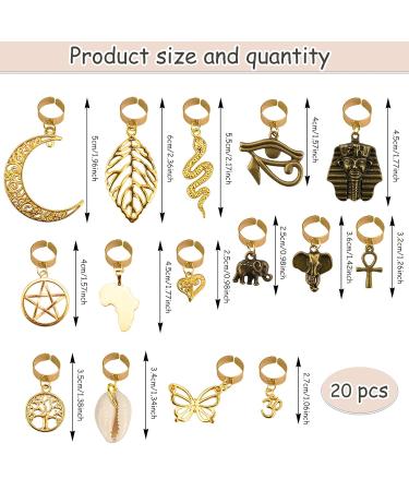 20 PCS Adjustable Locs Hair Clips | Vintage African Hair Charms | DIY Locs Accessories | Bronze and Gold - Buy Online on GoSupps.com