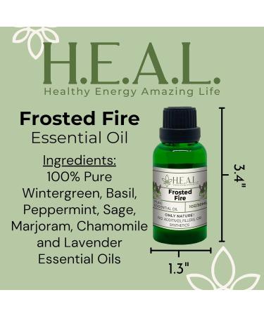 H.E.A.L.'s Frosted Fire Essential Oil Blend 1oz Wintergreen Basil Marjoram Peppermint Sage Chamomile Lavender Blend for Diffusers - Buy Online on GoSupps.com