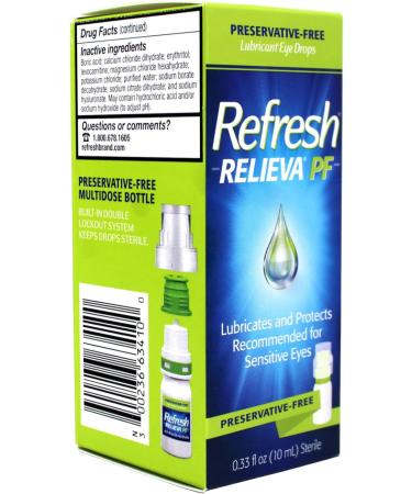 Refresh RELIEVA Preservative-Free Lubricant Eye Drops for Sensitive Eyes 0.33 FL OZ (10 ml) - 3 Pack - Buy Online on GoSupps.com