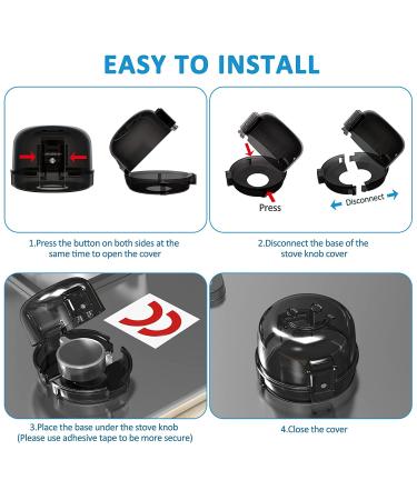 Babepai Stove Knob Covers - 5 Pack | Child Safety Gas Oven Locks | Universal Double-Key Design | Stove Guard Baby Proofing in Black - Buy Online on GoSupps.com