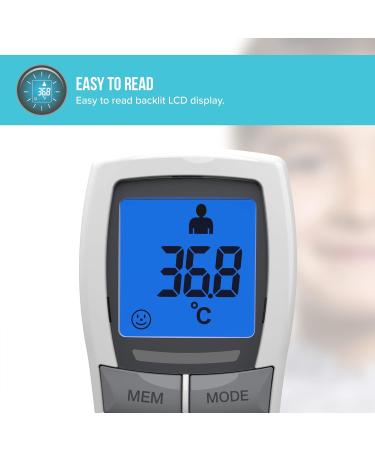 HoMedics No Touch Infrared Thermometer - Non-Contact Forehead Temperature Reader | Instant Measurement, LCD Display, Fever Alarm | Night Mode, Auto-Off | 2yr Guarantee - TE-200 - Buy Online on GoSupps.com