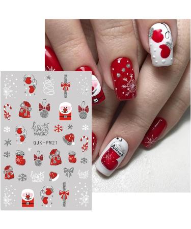 Christmas Nail Stickers 9 Sheets Self-Adhesive Nail Decal Socks Snowflake Red Nail Art Decoration Design Supplies - Buy Online on GoSupps.com