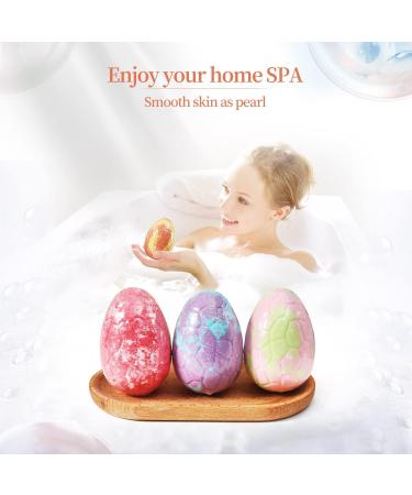 Dino Egg Bath Bomb Gift Set for Kids - Large Easter Eggs with Surprise Dinosaur - Educational Organic Bubble Bath Bombs for Boys and Girls - Buy Online on GoSupps.com