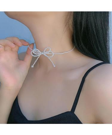 Oralgos Elegant Loop Trailer Necklace - Stylish Pearl Collarbone Chain Gift for Women & Girls - Buy Online on GoSupps.com