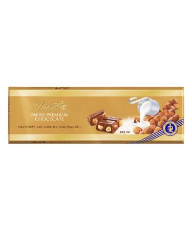Lindt - SWISS PREMIUM CHOCOLATE Bar - Milk Chocolate with Hazelnuts, 300g
