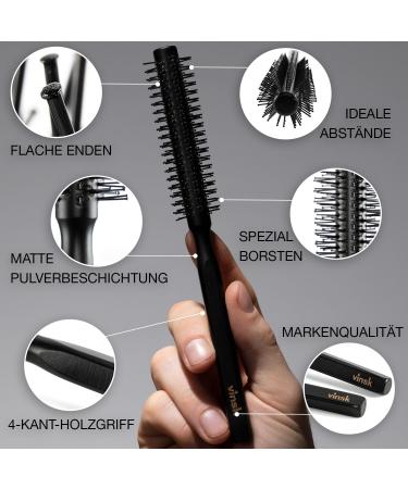 Vinsk Bartbrush S | Premium Beard & Hair Styling Brush for Men | Round Hairbrush with 152 Bristles | Elegant Wooden Design - Buy Online on GoSupps.com