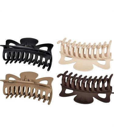 Jumbo Hair Clips for Women - Extra Large 4.7 Inch Claw Clips for Thick Hair - Fashion Hair Accessories in Neutral/Brown - Pack of 4 - Buy Online on GoSupps.com