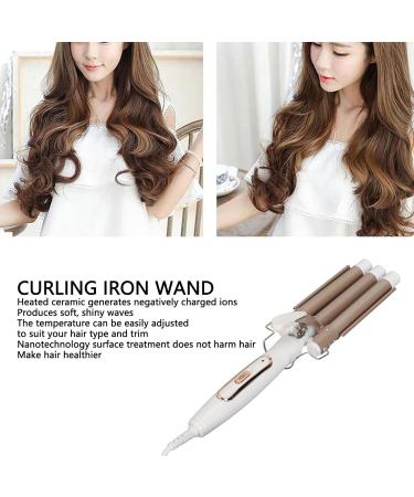 Fast Heating 3 Barrel Curling Iron Wand Ceramic Tourmaline LCD Temperature Display Adjustable From 80 to 210 for Deep Waves Suitable for All Hair Types (US Plug) - Buy Online on GoSupps.com